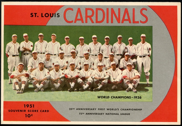 1951 St. Louis Cardinals Scorecard and Schedule 
