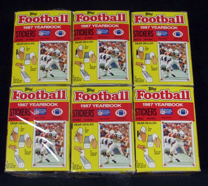 1987 Topps Football Yearbook Stickers Full Unopened Wax Box Group of (6)