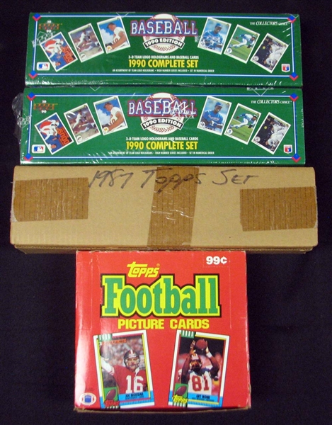 1987-1990 Topps and Upper Deck Baseball and Football Sets and Wax Box