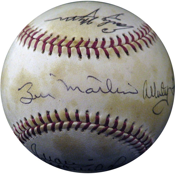 Billy Martin/Whitey Ford/Early Wynn/Juan Marichal Signed Baseball JSA