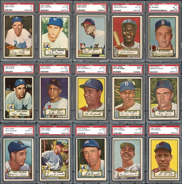 1952 Topps Near Complete Set (406/407) with Many PSA Graded