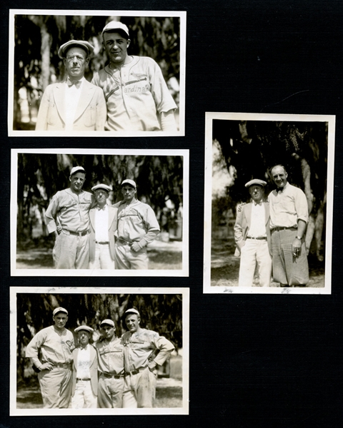Jim Bottomley and Cardinals and Reds Players Group of (4) Original Type I Photos with Writer Tom Swope