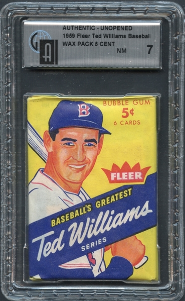 1959 Fleer Ted Williams Wax Pack 5 Cent GAI 7 NM