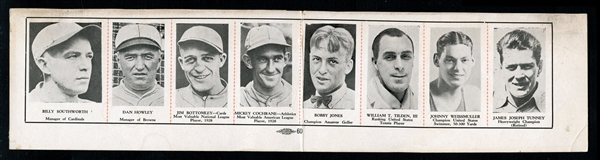 1920s-30s UNC Uncut Strip Card Featuring Jim Bottomley from the Jim Bottomley Collection