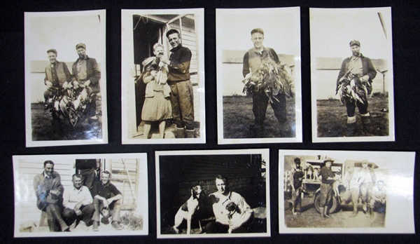 Group of (7) Scrapbook Photos From the Jim Bottomley Collection Featuring Bottomley in a Hunting Theme