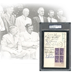 1939 Inaugural Hall of Fame Induction Class Cooperstown Signed First Day Cover Featuring Wagner, Ruth, Cobb, Young, Speaker, Johnson Etc. PSA/DNA 9 MINT - The Finest Example Known to Exist