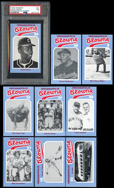 1976 Laughlin Indianapolis Clowns Complete Set with PSA Graded Aaron