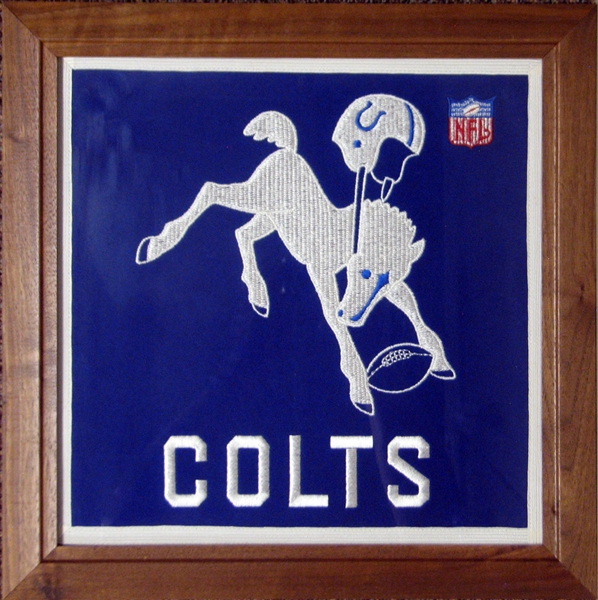 1960s Baltimore Colts Embroidered and Framed Needlepoint Logo 