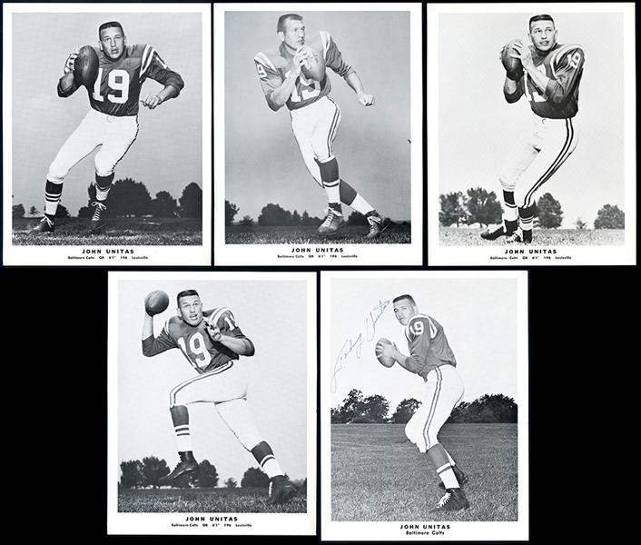 1960s Baltimore Colts Team-Issue Johnny Unitas Group of (73) with (5) Different Poses Plus Additional (18) with Secretarial Signatures
