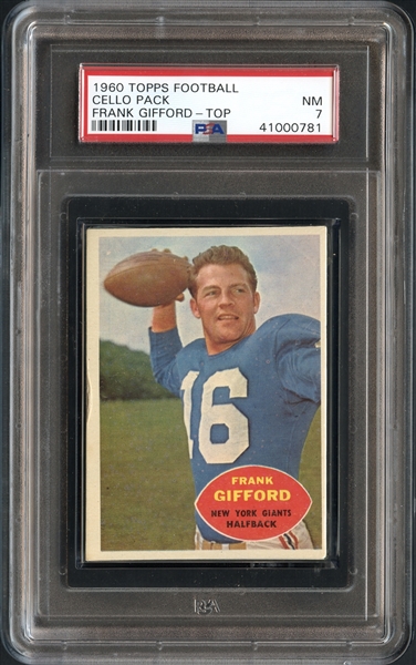 1960 Topps Football Cello Pack Frank Gifford Top PSA 7 NM