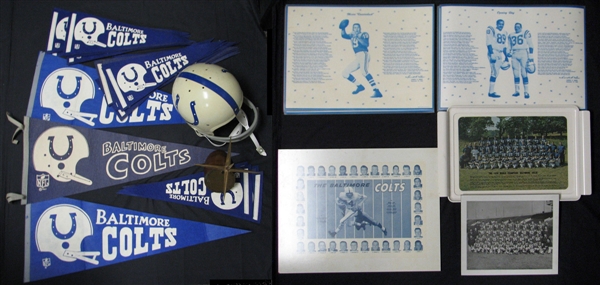 1950s-1960s Baltimore Colts Memorabilia Collection of (58) Items with Felt Pennants, Lithos, Replica Helmet, Placemats, etc. 