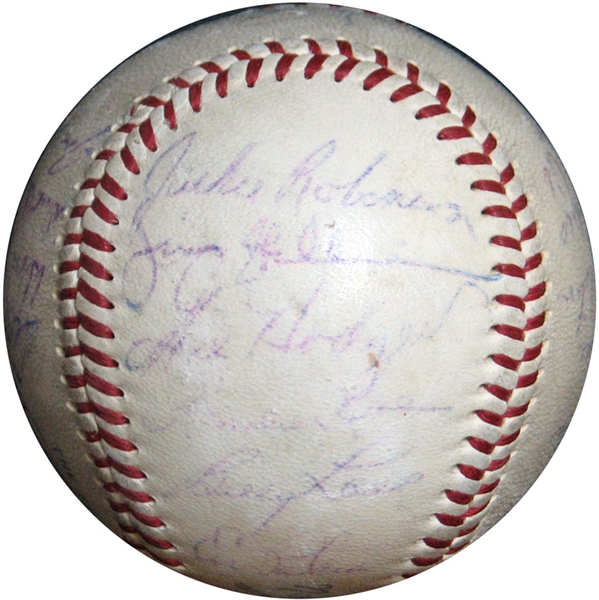 1954 Brooklyn Dodgers Team-Signed ONL (Giles) Ball with (24) Signatures Featuring Jackie Robinson