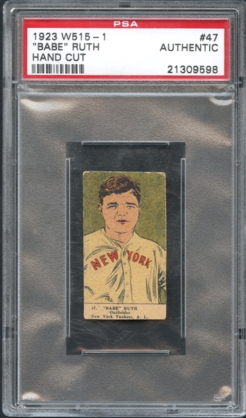 1923 W515-1 #47 Babe Ruth Hand Cut PSA Authentic