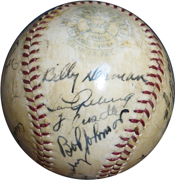 1939 All Star Game Multi-Signed OAL (Harridge) Ball with (23) Signatures Featuring Gehrig, DiMaggio, Foxx, Ott Etc. 