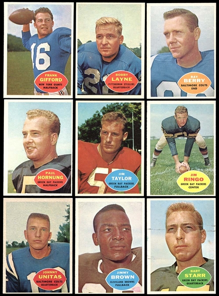 1960 Topps Football Near Complete Set (116/132) with Unitas and Brown