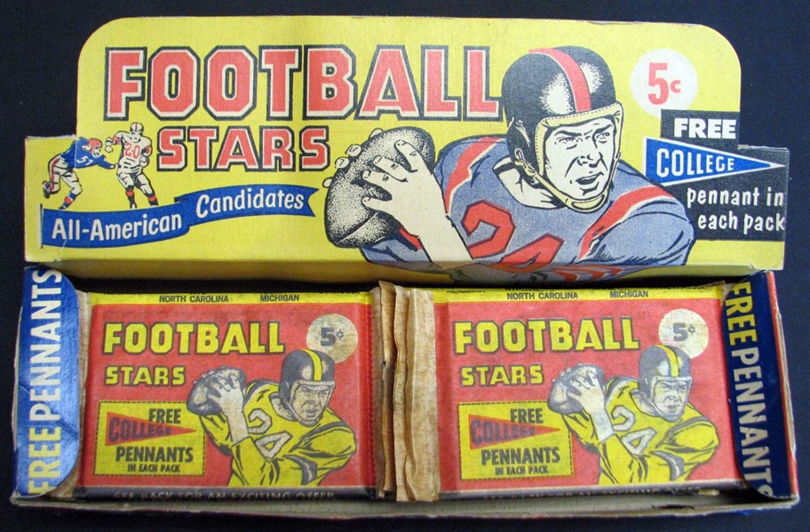 1961 Nu-Card Football Partial Unopened Box of (12) Packs Plus Display Box