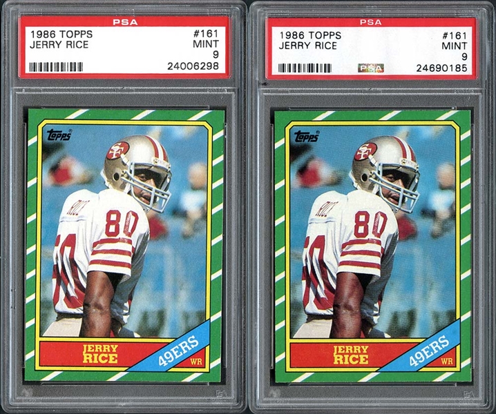 1986 Topps #161 Jerry Rice Group of (2) PSA MINT 9 