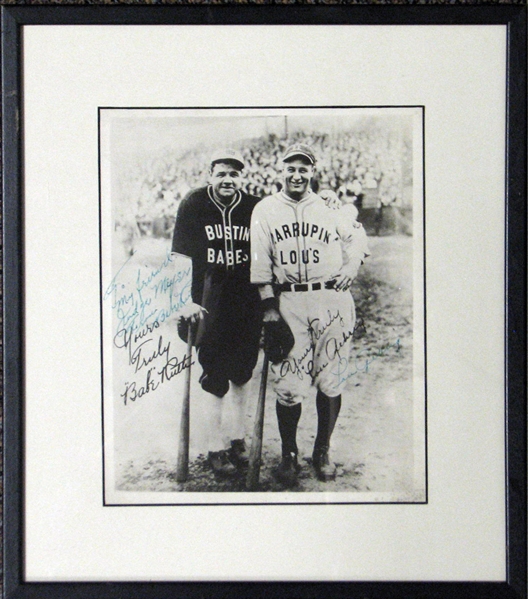 Spectacular Babe Ruth and Lou Gehrig Signed Barnstorming Photograph PSA/DNA MINT 9