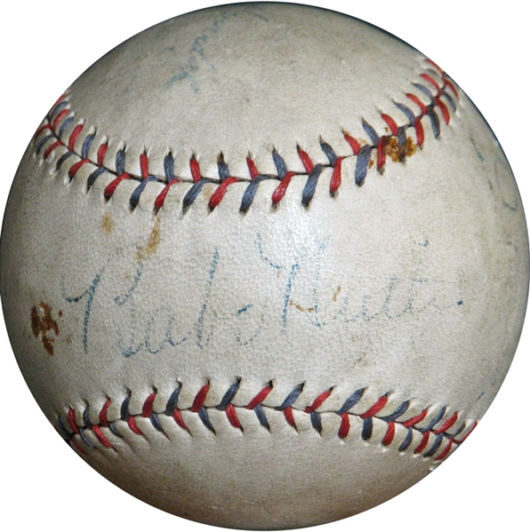 Babe Ruth and Lou Gehrig Signed OAL (Harridge) Ball PSA/DNA and JSA