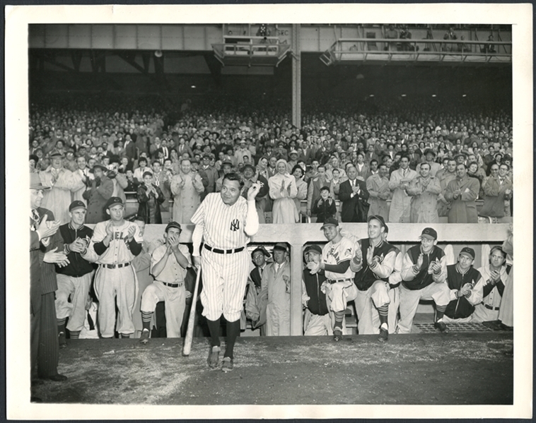 1948 Babe Ruth Final Appearance at Yankee Stadium Type I Photograph