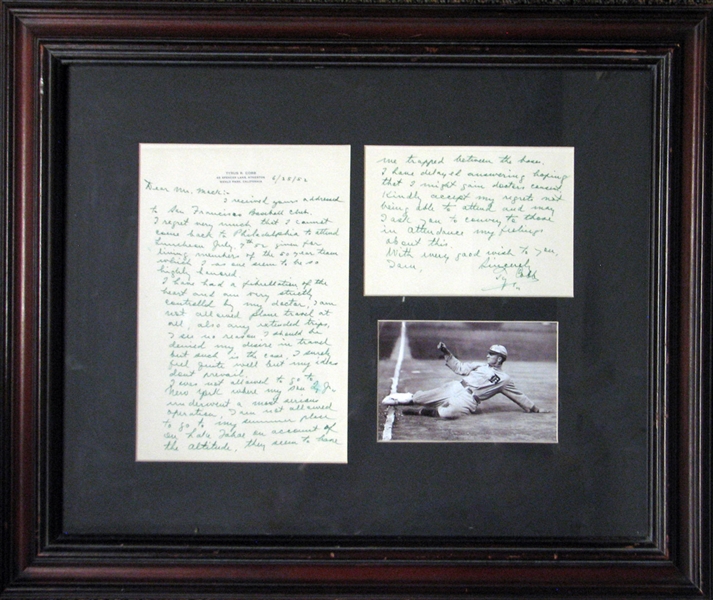 Ty Cobb Handwritten and Signed Letter to Connie Mack