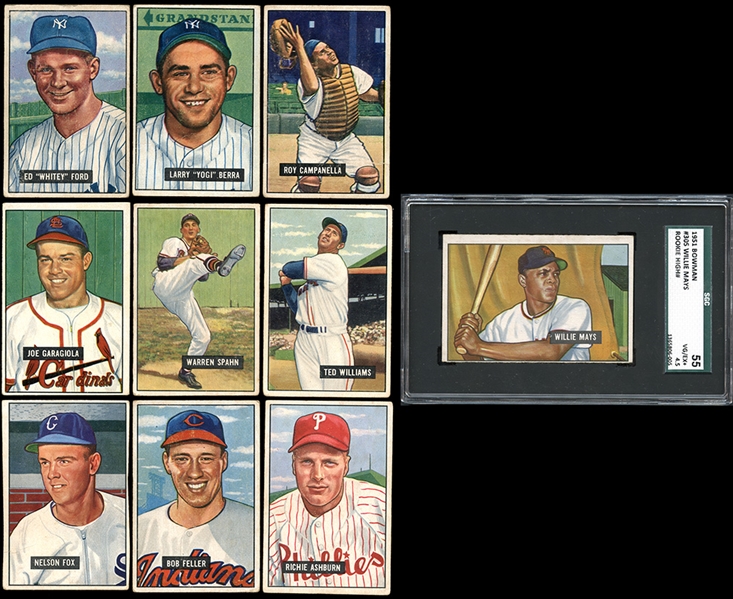 1951 Bowman Near Complete Set (323/324) No Mantle, Includes Mays Rookie
