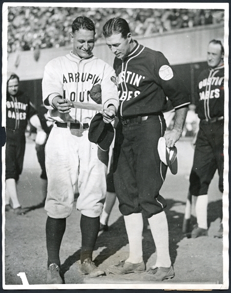 Terrific 1927 Lou Gehrig and Lefty ODoul Barnstorming Original Type I Photograph