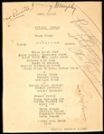 Absolutely Stunning 1938 "Victory" Dinner Menu Signed by Lou Gehrig with Terrific Content