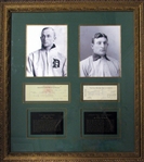 Ty Cobb and Honus Wagner Signed and Cancelled Bank Checks in Framed Display