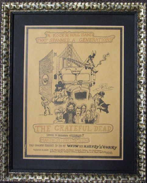 Incredibly Rare 1973 Buffalo NY Grateful Dead Concert Poster Featuring Ron "Pig Pen" McKernan  