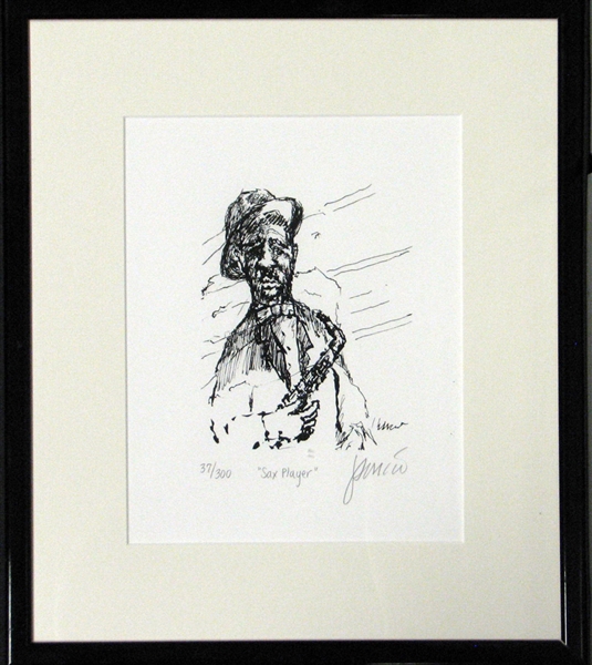 Jerry Garcia Signed "Sax Player" Lithographic Print 37/300 (J. Garcia c. 1991)