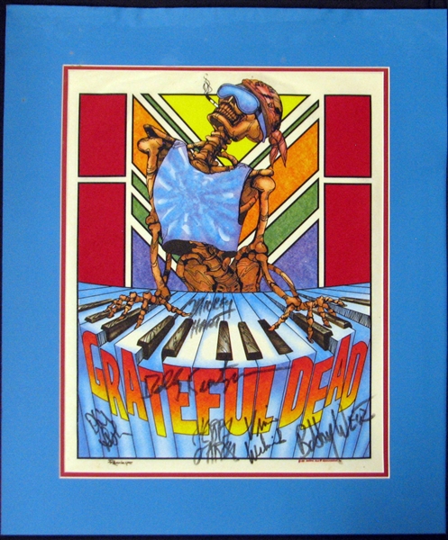 Grateful Dead Multi-Signed T-Shirt Art Screen Template by Tony Reonegro with (6) Signatures