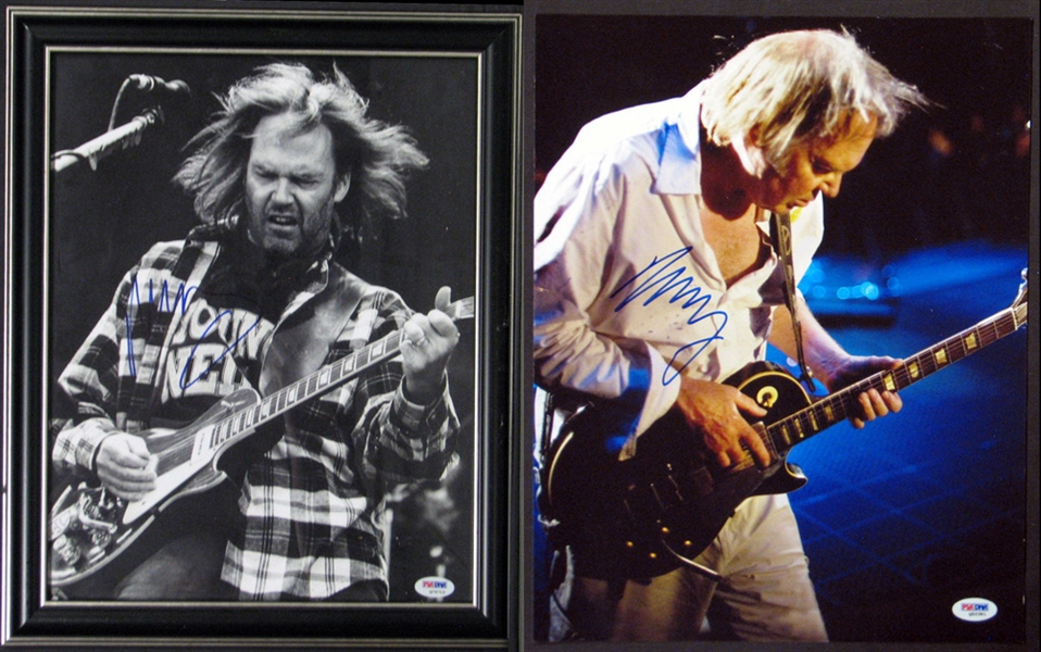 Neil Young Signed Photo Group of (2) Both PSA/DNA