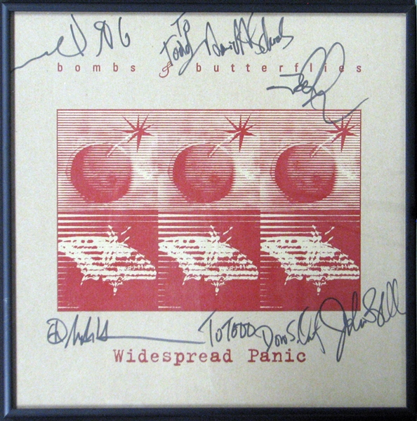 Widespread Panic Multi-Signed "Bombs & Butterflies" Album Cover with (6) Signatures Featuring Michael Houser