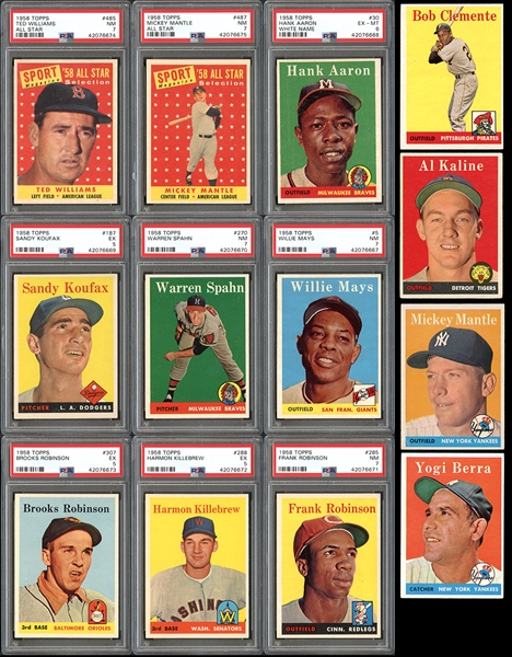 1958 Topps Baseball Complete Set with PSA Graded Stars 
