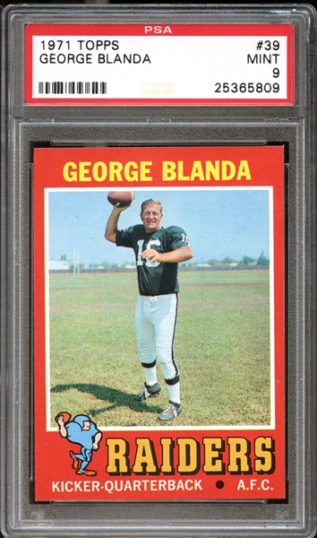 1971 Topps #39 George Blanda PSA 9 MINT