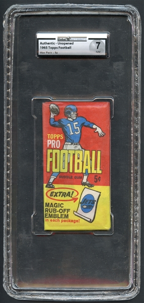 1965 Topps Football 5 Cent Wax Pack GAI 7 NM
