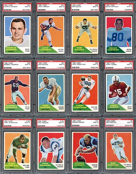 1960 Fleer Football Group of (26) Cards All PSA MINT 9