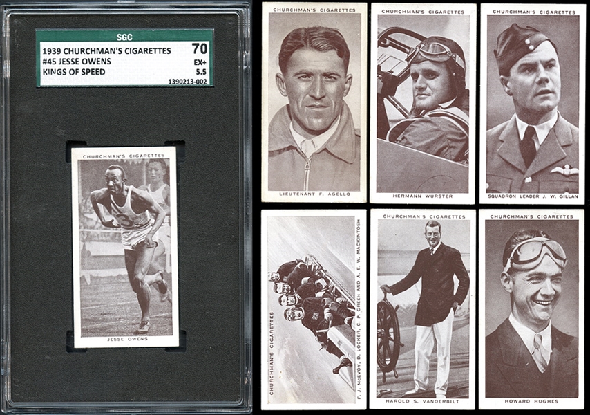 1939 Churchmans Kings of Speed Complete Set with SGC graded Jesse Owens