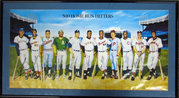 Ron Lewis 500 Home Run Club Autographed Print with (11) Signatures JSA
