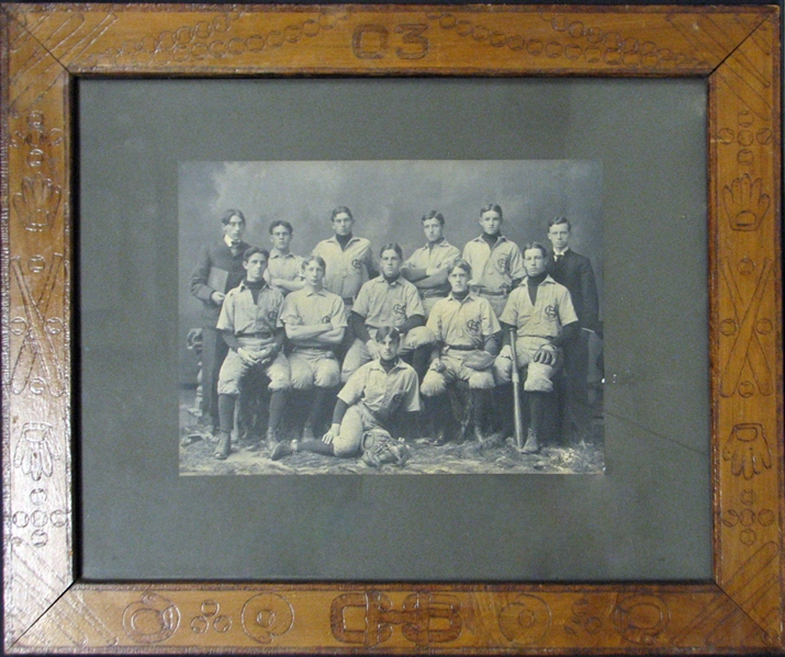 1903 Vintage Town Team Baseball Photograph in Unique Period Frame