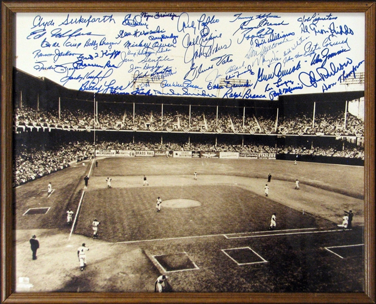 Brooklyn Dodgers Hall of Famers and Stars Signed 16x20 Photo with (48) Signatures