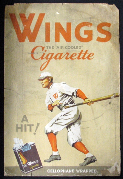 Circa 1930s Wings Cigarettes Baseball-Themed Advertising Display with Original Easel