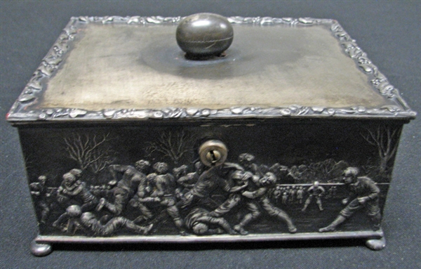 Circa 1887 Silver Plated Football-Themed Box by Reed & Barton