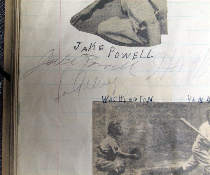 1930s Autographed Scrapbook Featuring Signatures of Gehrig, DiMaggio (2), Lazzeri, Ott, Etc, 