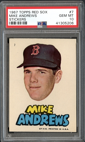 1967 Topps Red Sox #7 Mike Andrews Stickers PSA 10 GEM MINT