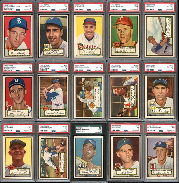 1952 Topps Near Complete Set (377/407) With Many PSA Graded