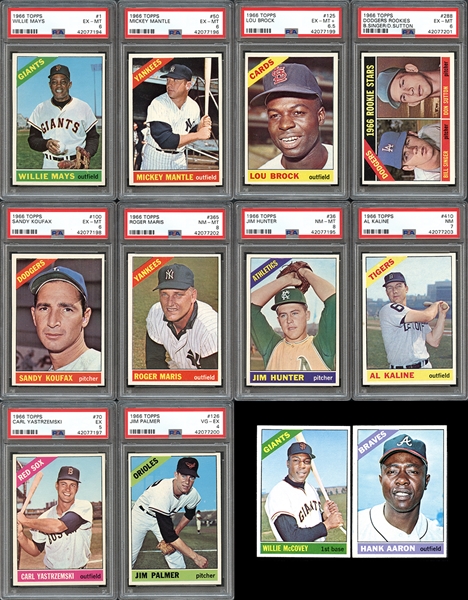 1966 Topps Baseball Complete Set with PSA Graded Stars