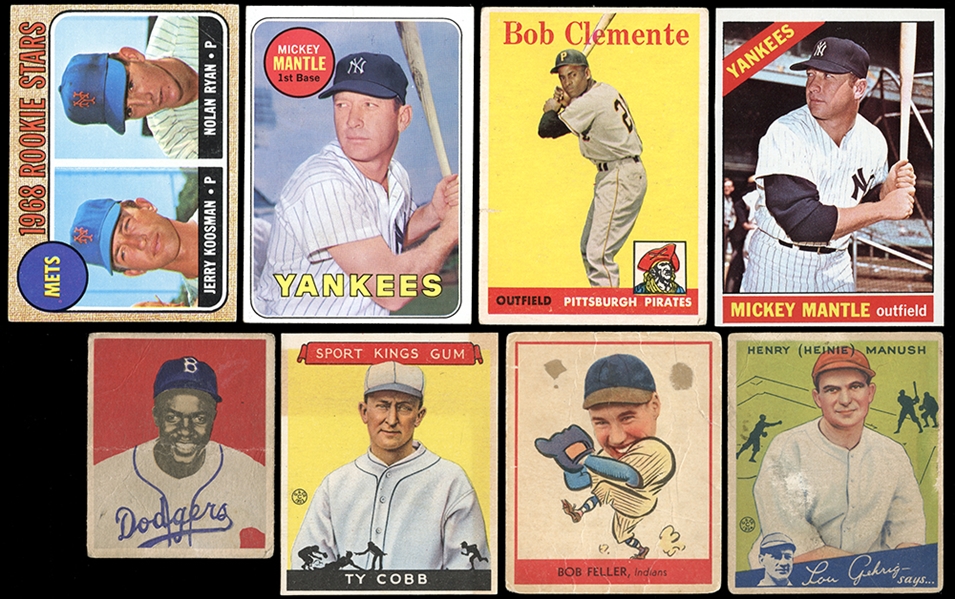 1930s-60s Star Card Group Featuring Cobb, J. Robinson, Mantle, Ryan Etc.