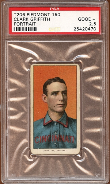 1909-11 T206 Piedmont 150/25 Clark Griffith Portrait PSA 2.5 GOOD+